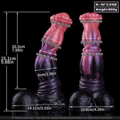 Dildo pour cheval à double versement Ember Flame : jouet étalon fantastique incurvé avec base à ventouse puissante