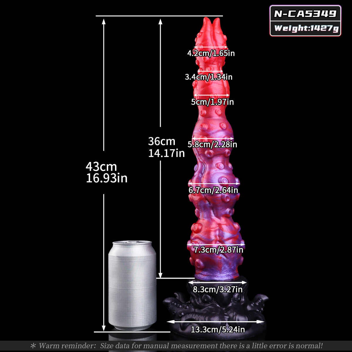 Crimson Tide — Marbled Red-Purple Tentacle Long Dildo, Platinum Silicone, Full-Shaft Sucker Rows & Sculpted Octopus Base