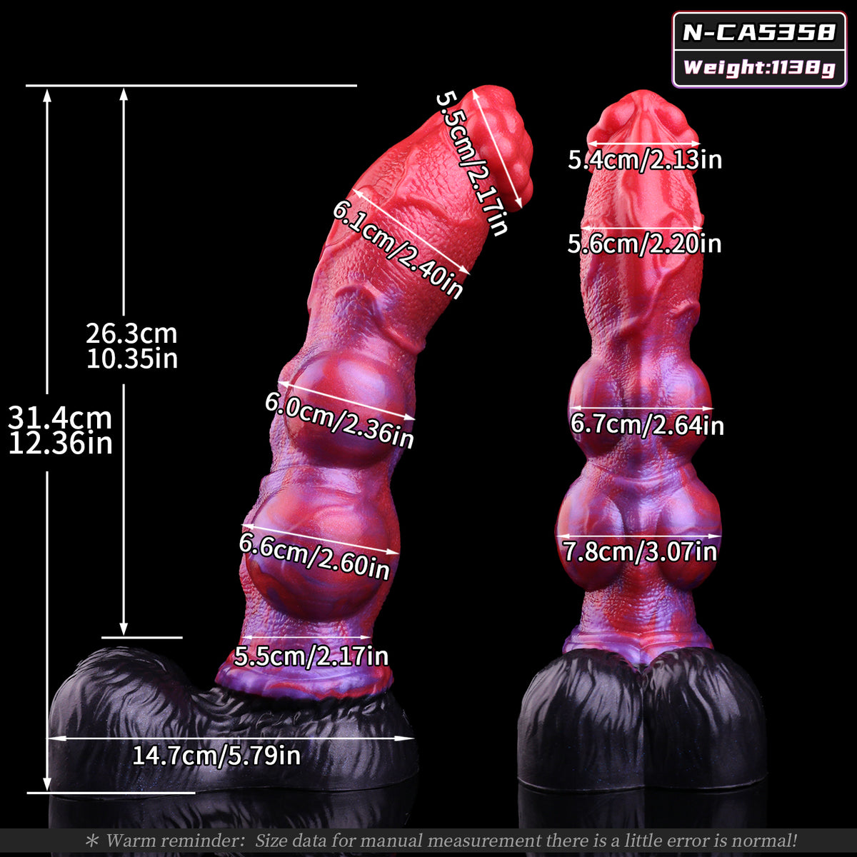Scarlet Venom — Knotted Fantasy Dog Dildo in Platinum Silicone, Crimson-Violet Marble, Vascular Texture, Sarcoma Crown & Plush Testicle Suction Base
