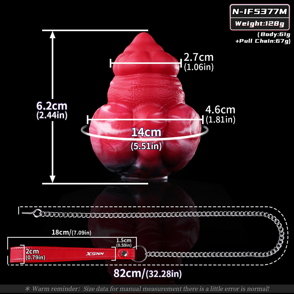 Infernal Lava Silicone Egg with Steel Traction Leash – Multi-Zone Platinum Fantasy Plug for Deep Vaginal, Anal & Oral BDSM Play