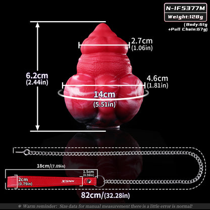 Infernal Lava Silicone Egg with Steel Traction Leash – Multi-Zone Platinum Fantasy Plug for Deep Vaginal, Anal & Oral BDSM Play