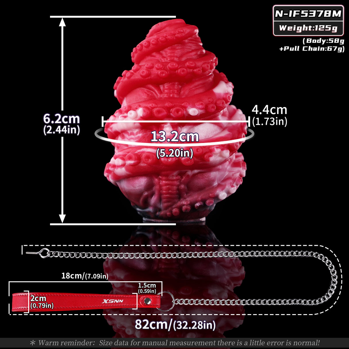 Abyssal Tentacle Silicone Egg with 304 Steel Chain Leash – Multi-Orifice Platinum Fantasy Plug for Deep Vaginal, Anal & Oral BDSM Play