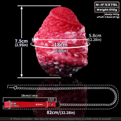 Pebbled Infernal Silicone Egg with Heavy-Duty Steel Leash – Multi-Use Platinum Fantasy Plug for Vaginal, Anal & Oral Sensory Dominance