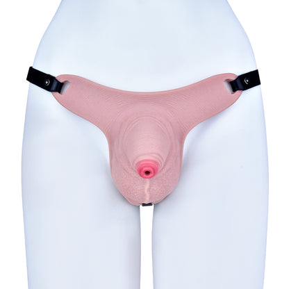 Realistic Silicone Chastity Pants — Wearable Male Cock Cage with Leather Harness for BDSM Play