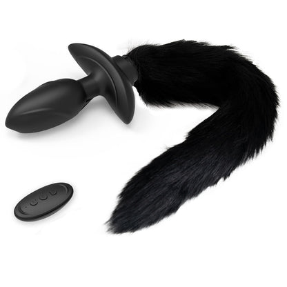 Fake Fox Tail Butt Plug - Remote Control Vibrating Analplug Rotating Panty Vibrator Role Play