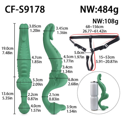 Double-Ended Monster Dildo Vibrator – Strap-On G-Spot Toy for Lesbian & Couples Play