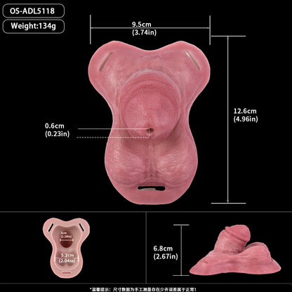 Leather Strap On Realistic Male Chastity Cage – Flesh Silicone Erection Control Chastity Pants