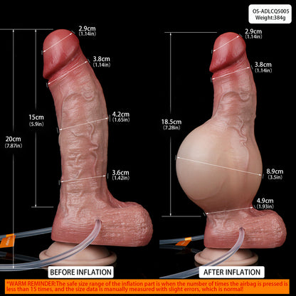 Realistic Dildo Cumming Inflatable Butt Plug - Strapless Anal Sex Toys for Women Lesbian