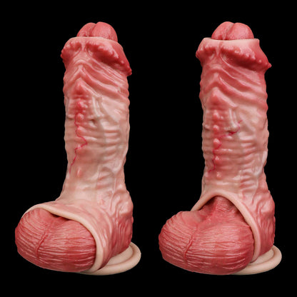 Realistic Muscle-Flex Cock Extender Sleeve — Platinum Silicone Penis Extender for Bigger, Longer Performance