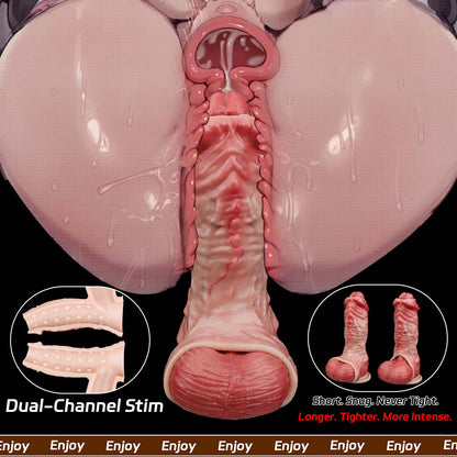 Realistic Muscle-Flex Cock Extender Sleeve — Platinum Silicone Penis Extender for Bigger, Longer Performance