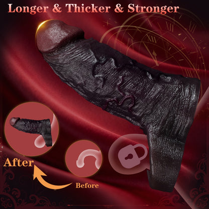 Realistic Black Silicone Penis Sleeve-Cock Extender & Erection Enhancer Sex Toy for Men