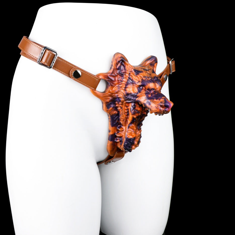 Dévoreur de Désir Loup Baiser Noisette Bête Fantaisie Meuleuse | Jouet Sexuel de Meulage en Silicone Platine