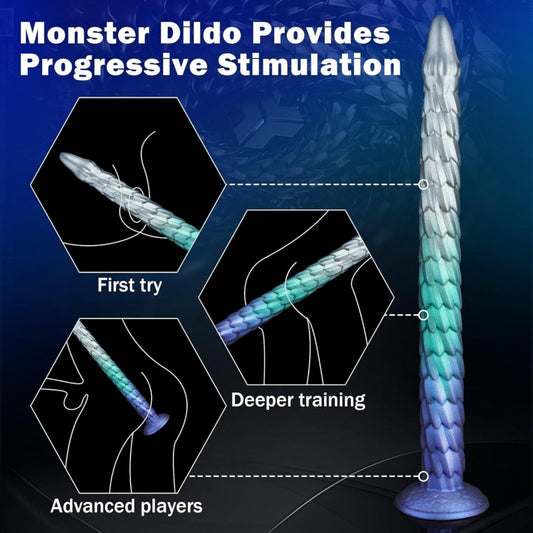 Long Fantasy Tentacle Drakes Dick Butt Plug – Anal- und Vaginalerweiterungs-Sexspielzeug aus Silikon mit Farbverlauf in Blau