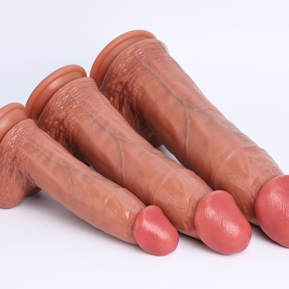 Realistic Giant Silicone Dildo with Suction Cup – Dual-Density Huge Anal Dildo for Ultimate G-Spot Expansion