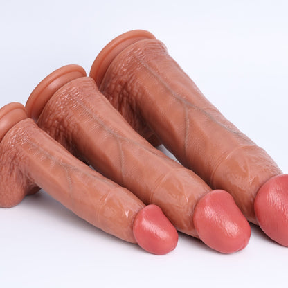 Realistic Giant Silicone Dildo with Suction Cup – Dual-Density Huge Anal Dildo for Ultimate G-Spot Expansion