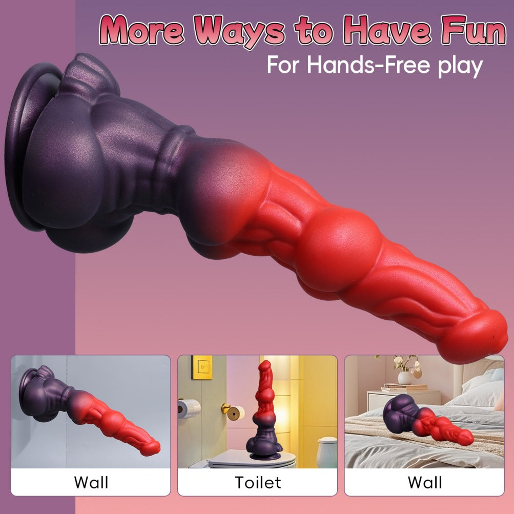 Monster Fantasy Dog Dildo with Suction Cup – Knot-Locking Vaginal Expansion Sex Toy