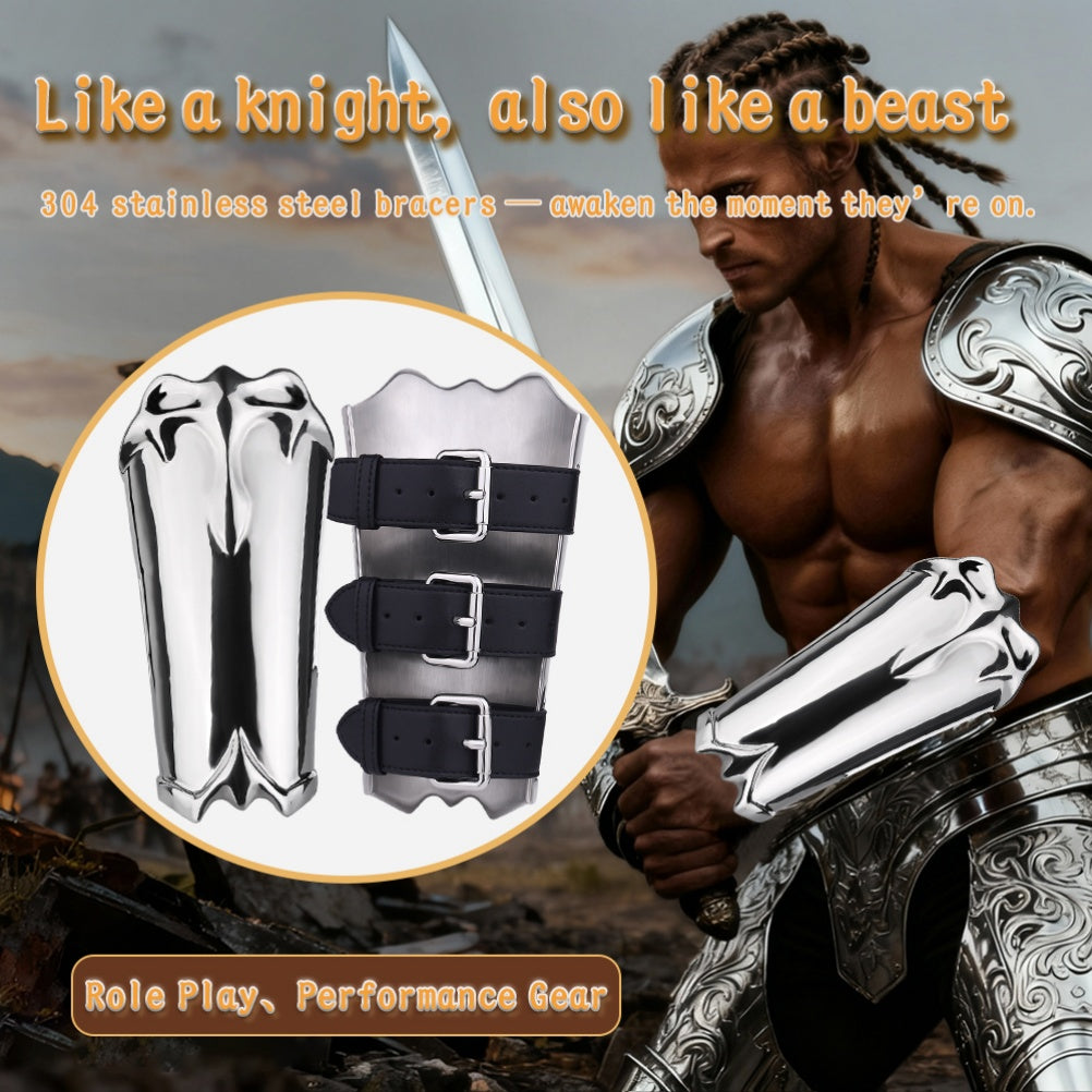 Medieval Armor Gauntlets for Kinky Sex & Sensory Play-Heavy Duty 304 Stainless Steel Bondage Bracers