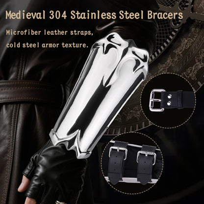 Medieval Armor Gauntlets for Kinky Sex & Sensory Play-Heavy Duty 304 Stainless Steel Bondage Bracers