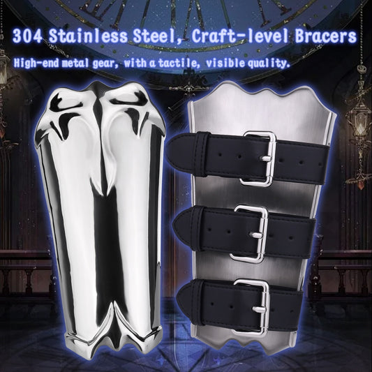 Heavy Duty 304 Stainless Steel Bondage Bracers: Medieval Armor Gauntlets for Kinky Sex & Sensory Play