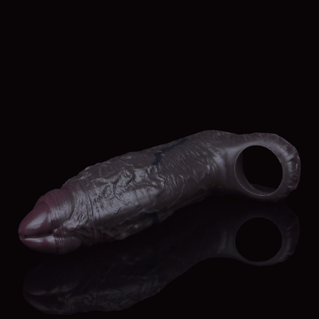 Realistic Silicone Penis Sleeve & Extender - Wearable Girth Enhancer with Delay Cock Ring