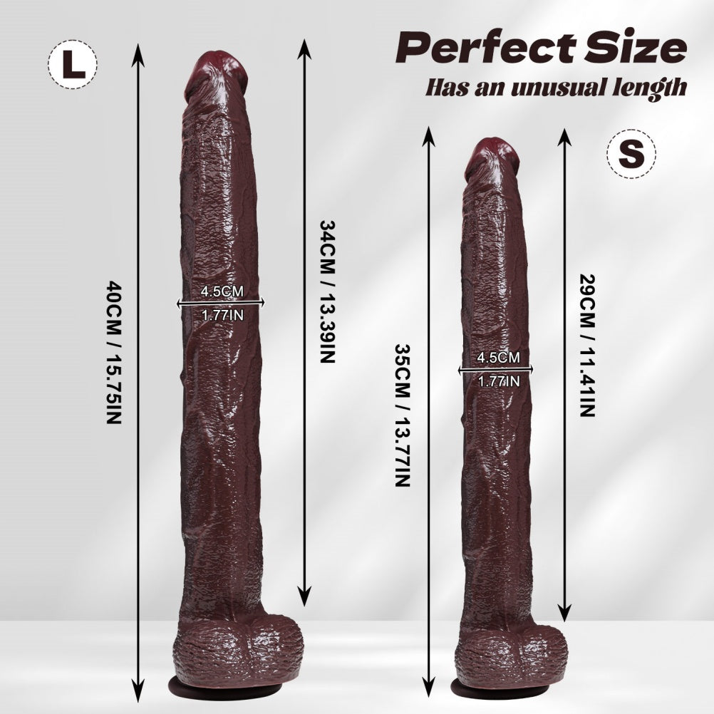 Super Long Fantasy Black Dildo with Suction Cup – Realistic Soft Silicone & Deep Insertion Prop