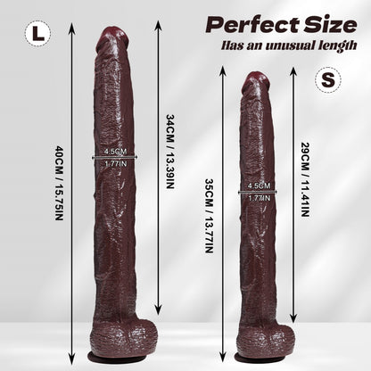 Super Long Fantasy Black Dildo with Suction Cup – Realistic Soft Silicone & Deep Insertion Prop