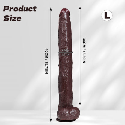 Super Long Fantasy Black Dildo with Suction Cup – Realistic Soft Silicone & Deep Insertion Prop