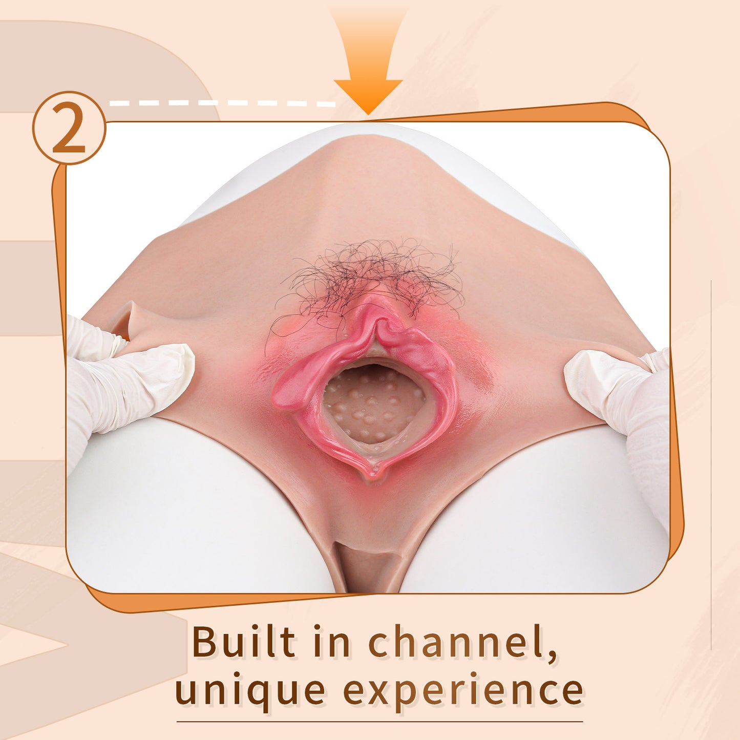 Rooted-Hair Silicone Pussy Panties with Penetrable Channel — Wearable Fake Vagina for Realistic Couples Play