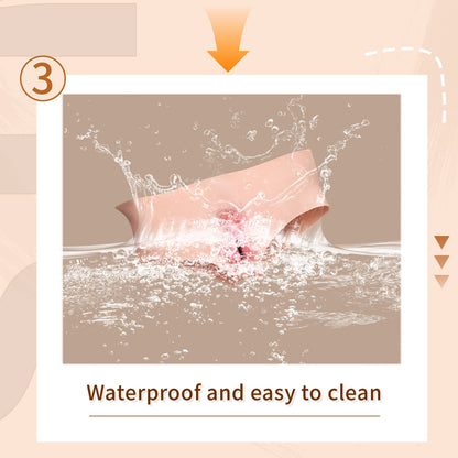 Rooted-Hair Silicone Pussy Panties with Penetrable Channel — Wearable Fake Vagina for Realistic Couples Play