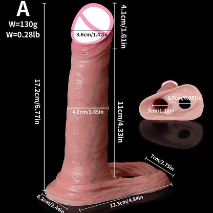 Penishülle aus Silikon zur Penisvergrößerung – riesiger realistischer Dildo, Kondom, Penisring, verzögerte Ejakulation, Sexspielzeug für Männer