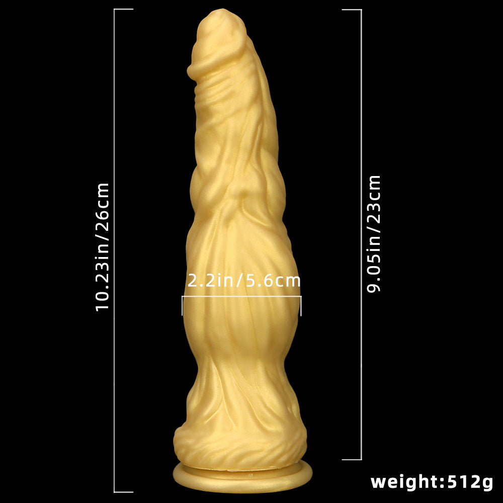 Goldener Monsterdildo-Buttplug – Exotischer geknoteter Analdildo, Vaginal-Prostata-Sexspielzeug