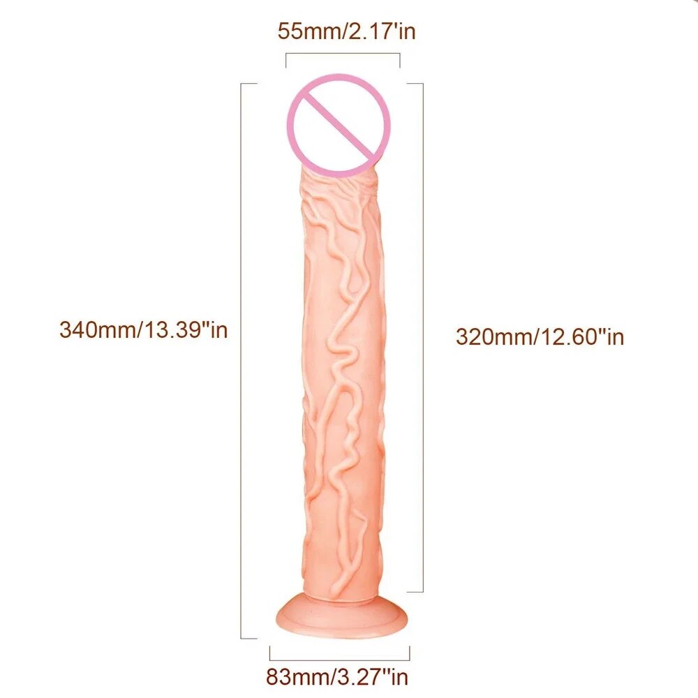 14-inch Long Realistic Anal Dildo Butt Plug - Silicone Dildos G Spot Prostate Massager