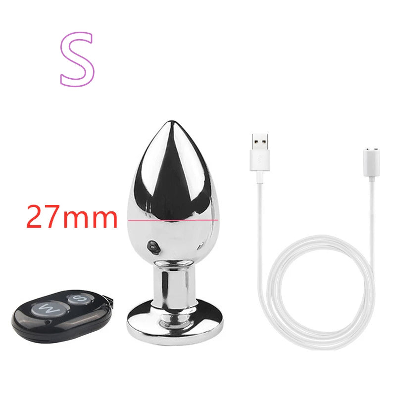 Remote Control Metal Anal Dildo - Stainless Steel Vibrating Butt Plug Anal Toys