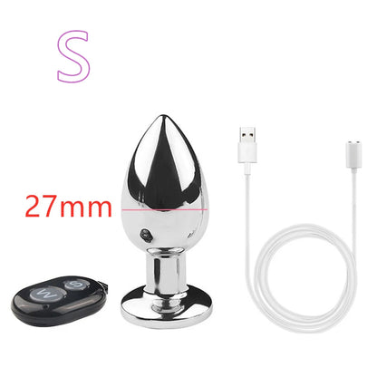 Remote Control Metal Anal Dildo - Stainless Steel Vibrating Butt Plug Anal Toys