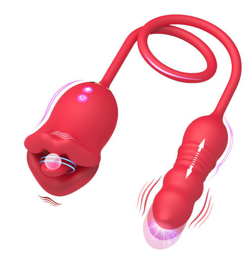 Double End Dildo Thrusting Clitoral Vibrator - G Spot Anal Stroker Clit Stimulator Oral Sex Toys