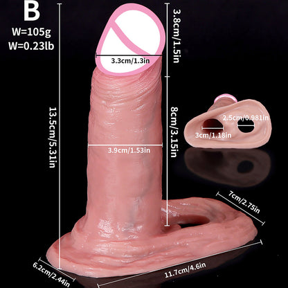 Penishülle aus Silikon zur Penisvergrößerung – riesiger realistischer Dildo, Kondom, Penisring, verzögerte Ejakulation, Sexspielzeug für Männer