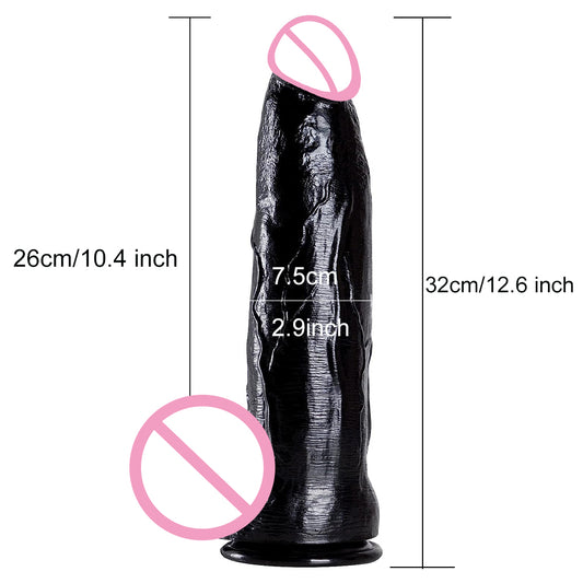 Realistischer schwarzer Dildo-Buttplug - Riesiger Analdildo aus Silikon mit Saugnapf, Sexspielzeug