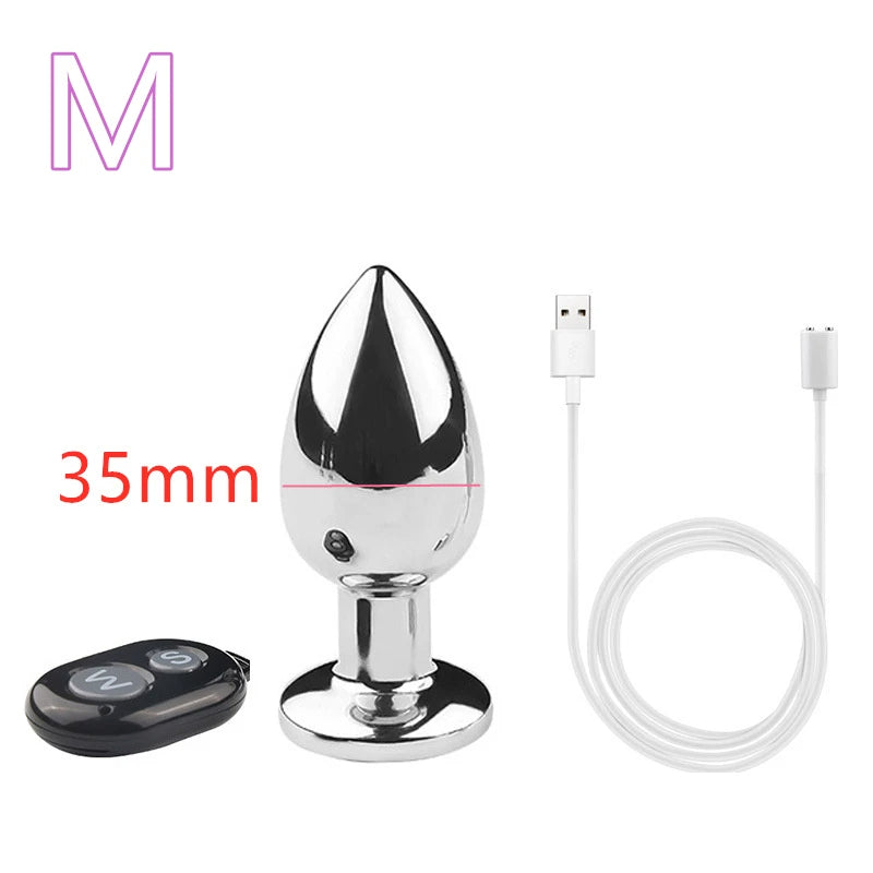 Remote Control Metal Anal Dildo - Stainless Steel Vibrating Butt Plug Anal Toys