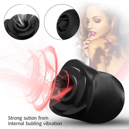 Clit Sucking Tongue Licking Rose Toy - Double End Nipple Clitoral Vibrator