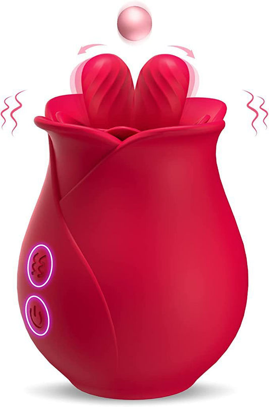 Clit Clamps Rose Women Vibrator - Dual Tongue Nipple Clamping Female Sex Toys