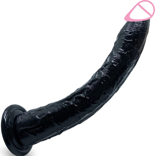 Huge Black Dildo Butt Plug - 13-inch Long Strapless Realistic Anal Dildo Silicone Sex Toy