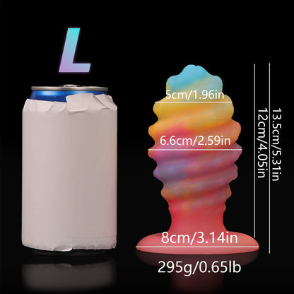 Leuchtender Conch-Analdildo-Buttplug - Bunter Spiral-Monsterdildo, Vaginal-Prostata-Massagegerät