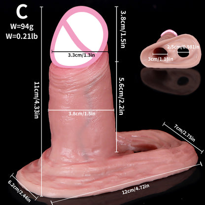 Realistic Cock Sleeve Mals Sex Toys - Lifelike Large Big Girth Silicone Penis Enlarger