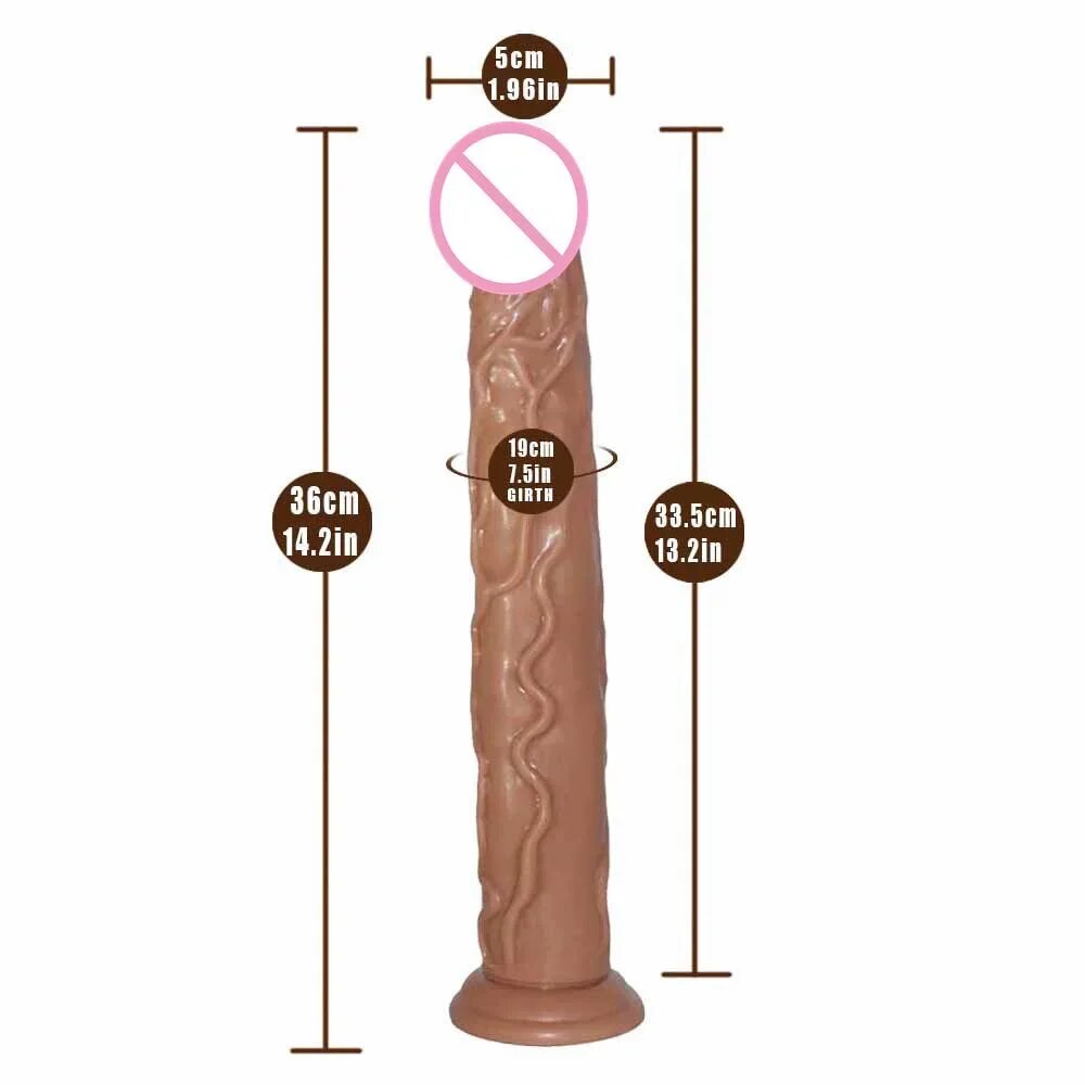 14-inch Long Realistic Anal Dildo Butt Plug - Silicone Dildos G Spot Prostate Massager