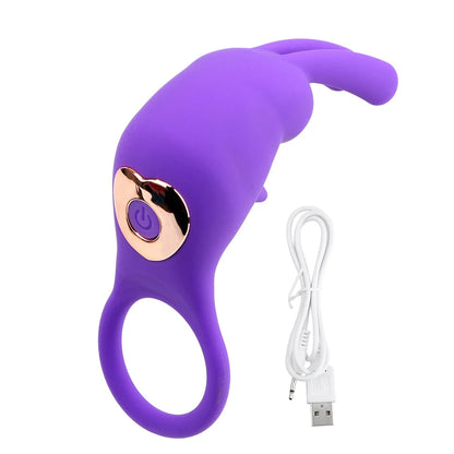 Vibrating Cock Ring Clit Stimulator - Rabbit Clitoral Vibrator Couple Sex Toys