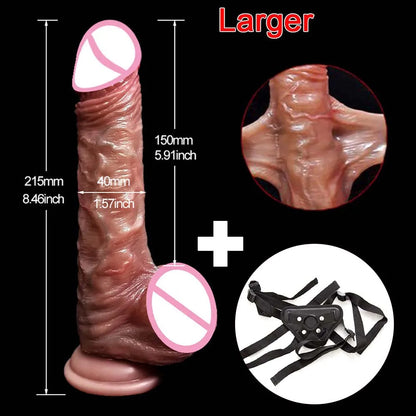 Realistic Dildo G Spot Prostate Massage - Strap On Lifelike Skin Sliding Dildos Butt Plug