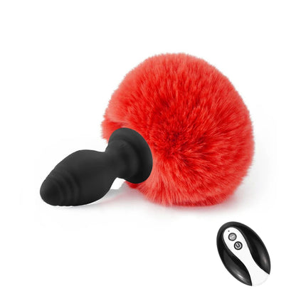 Bunny Tail Butt Plug - Remote Control Fluffy Plush Vibrating Butt Plug Erotic Girl Cosplay