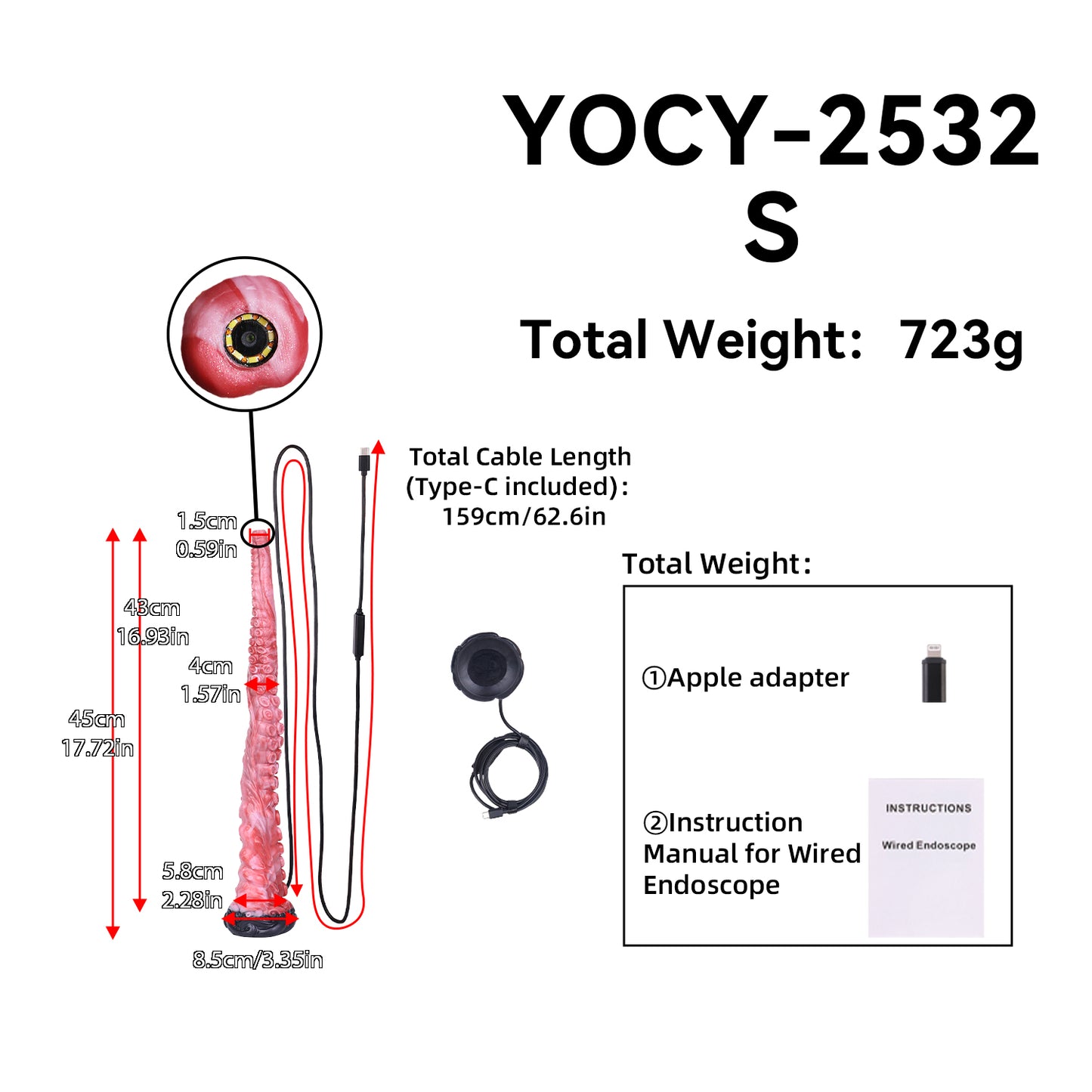 Deep Abyss Tentacle Long Dildo — Platinum Silicone, Sucker-Array Texture, 3MP HD Camera & 4 Sizes S/M/L/XL