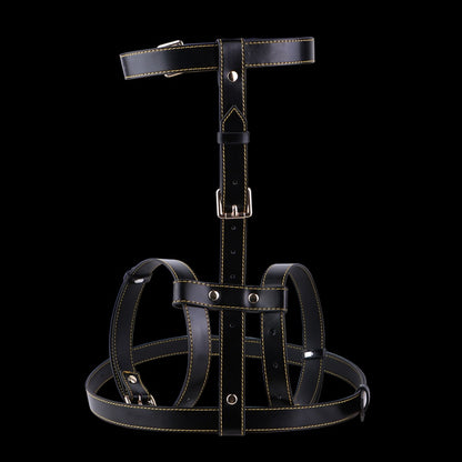 Strap-On-Bondage-Brustgeschirr-Set aus Leder – BDSM-Trainings- und Eroberungsspielzeug
