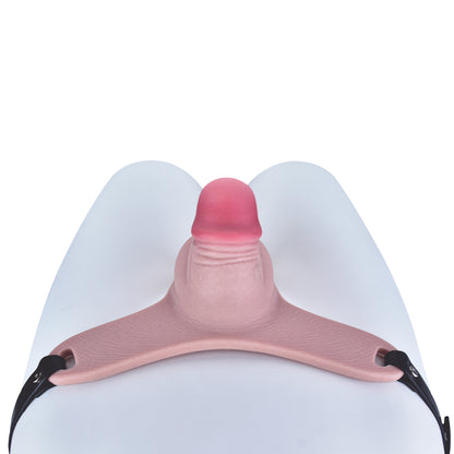 Realistic Silicone Chastity Pants with Urethral Opening — Lockable Male Chastity Cage for Long-Term BDSM Wear